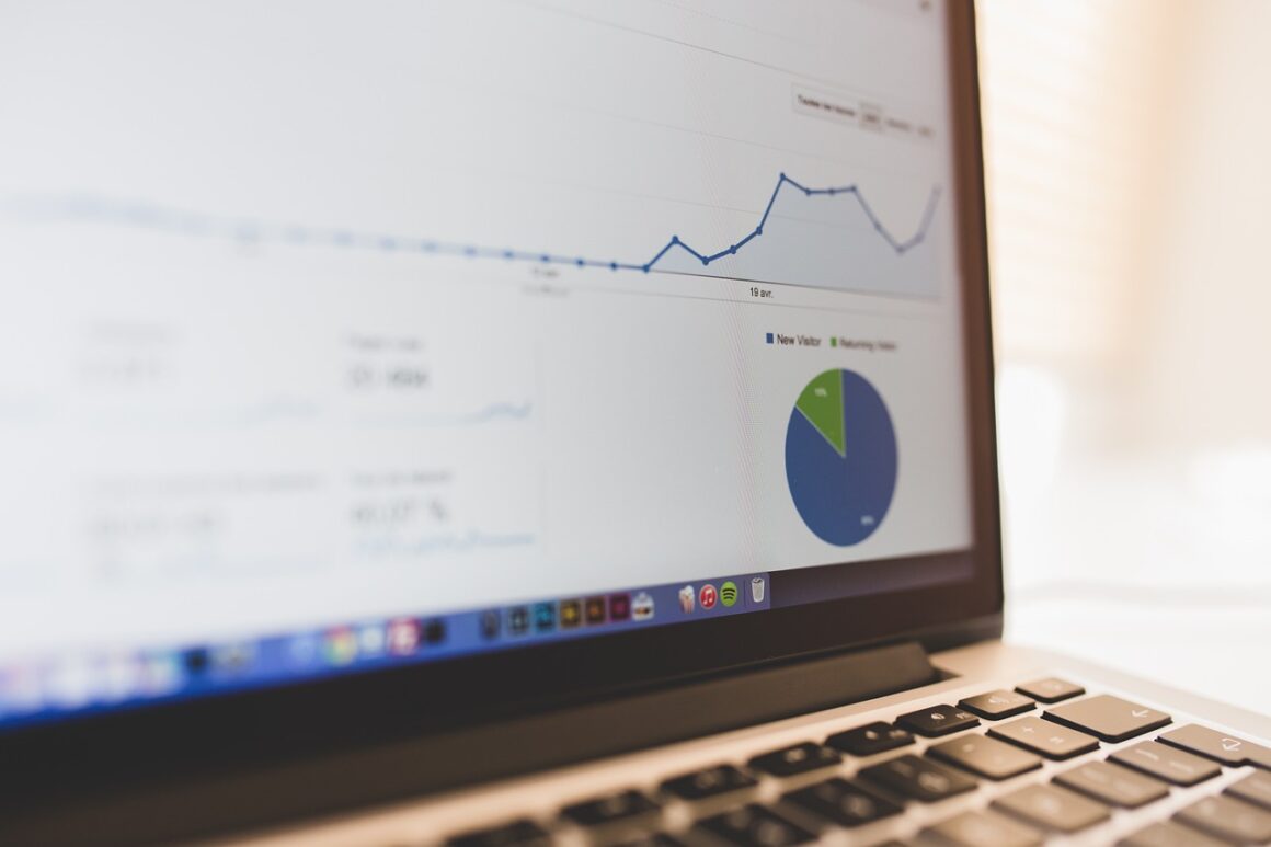 laptop with financials dashboard