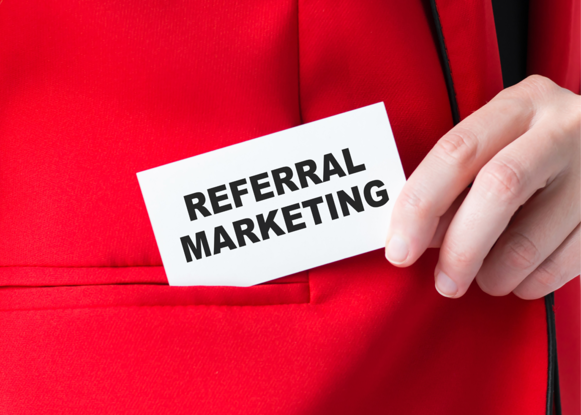 Card with Referral Marketing written on it